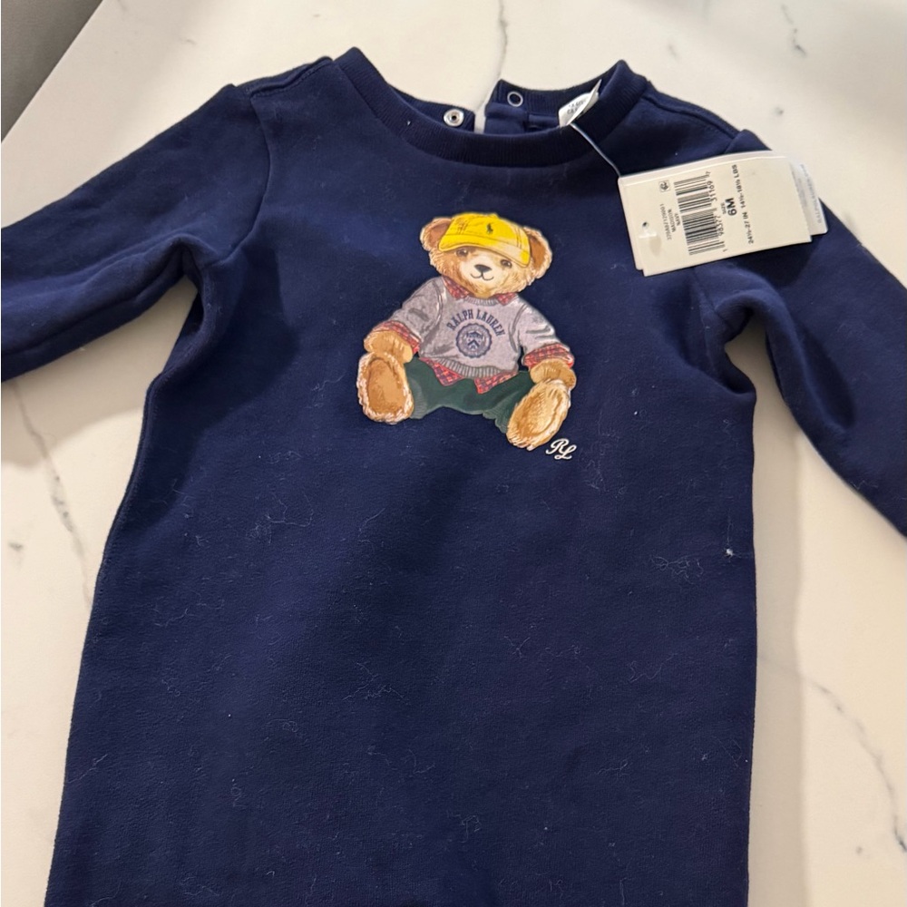 Polo by Ralph Lauren Navy Bear Graphic Long-Sleeve Top